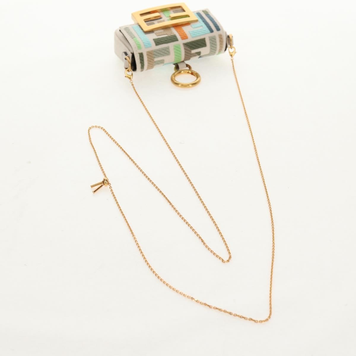 Fendi Chain Baguette Charm Zucca Embroidered Canvas, Multicolour, Canvas, Shoulder Bag