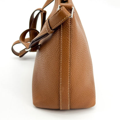 Hermes Berlingot Leather, Brown, Leather, Shoulder Bag