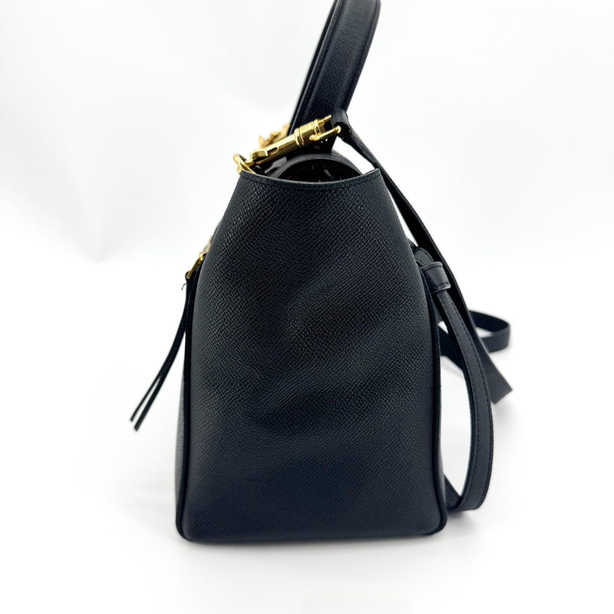 Celine Belt Calfskin, Black, Leather, Handbag
