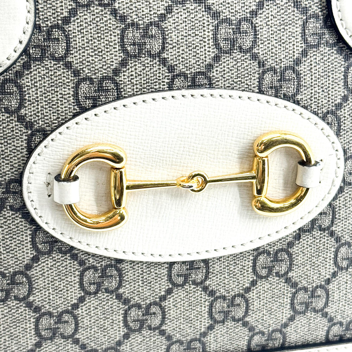 Gucci Horsebit 1955 Top Handle GG Coated Canvas with Leather, Beige, Canvas, Handbag