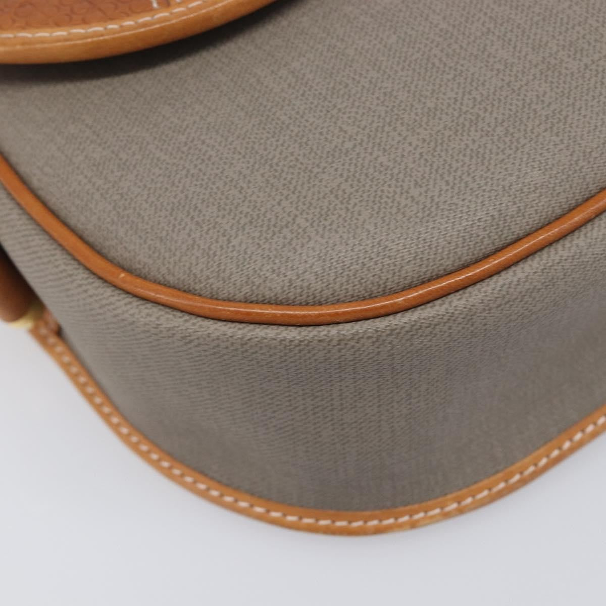 Christian Dior Vintage CD Logo Canvas and leather, Gray, Canvas, Shoulder Bag