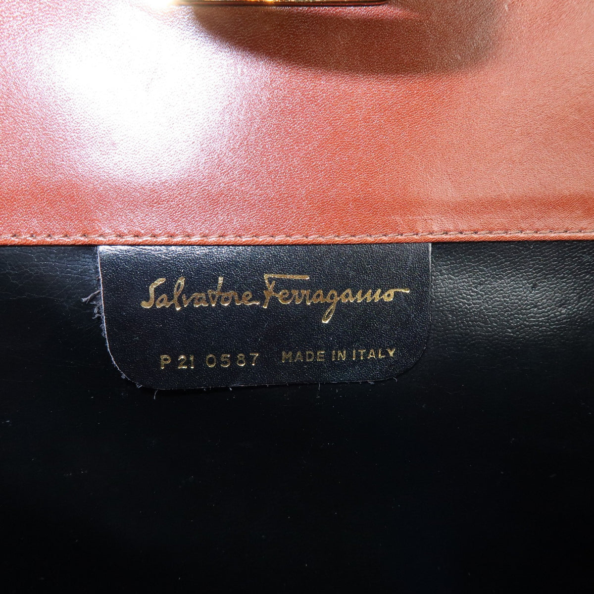 Salvatore Ferragamo Vintage Gancini Chain Leather, Brown, Leather, Shoulder Bag