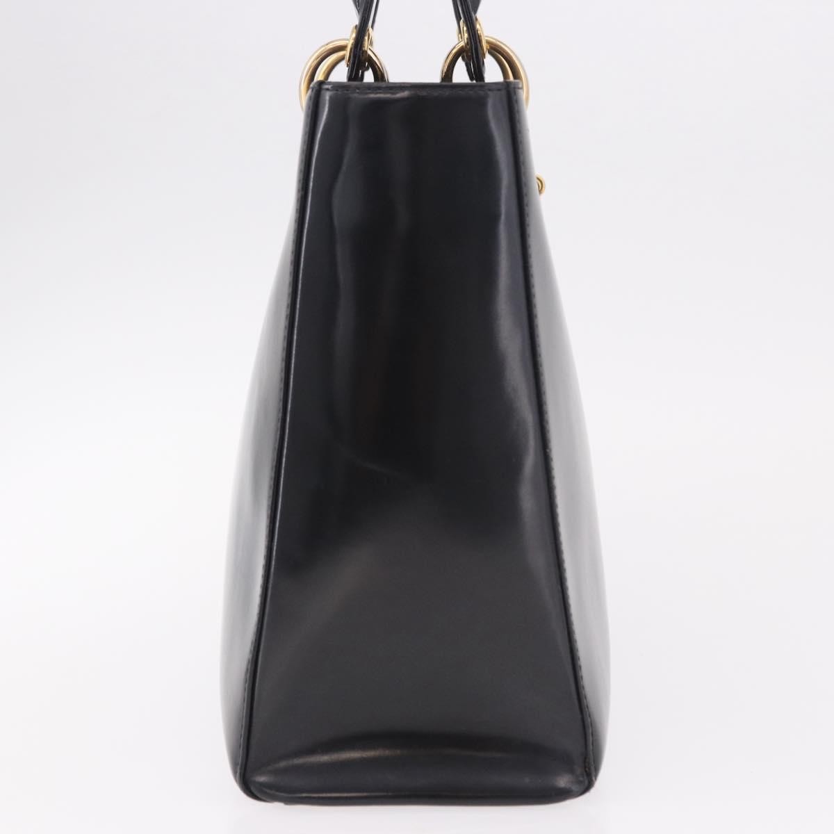 Christian Dior Vintage Lady Dior Patent, Black, Patent Leather, Handbag