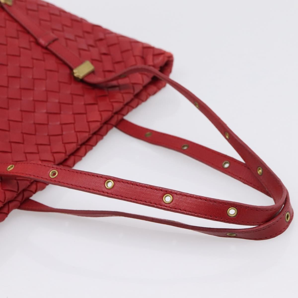 Bottega Veneta Belted Tote Intrecciato Nappa, Red, Leather, Tote Bag