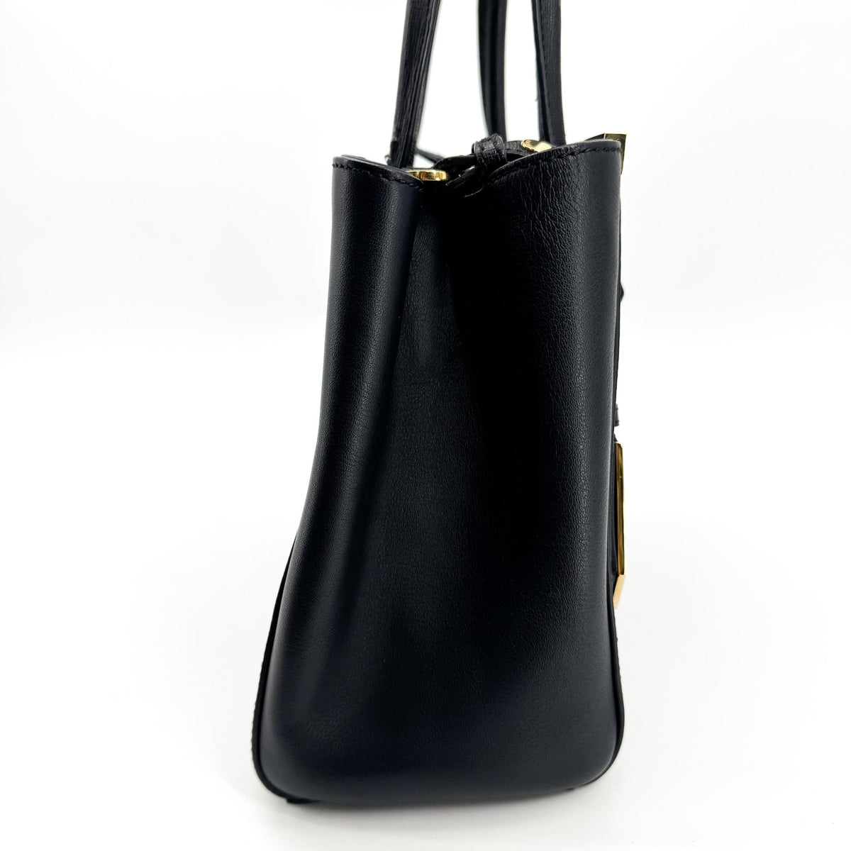 Fendi 2Jours Leather, Black, Calfskin, Handbag