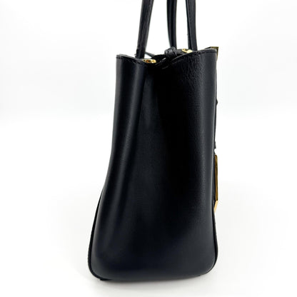 Fendi 2Jours Leather, Black, Calfskin, Handbag