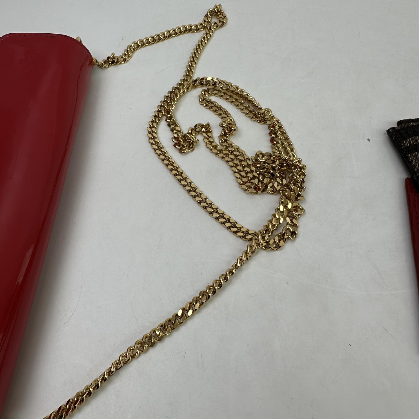 Fendi Wallet on Chain Patent Leather, Red, Patent Leather, Wallet