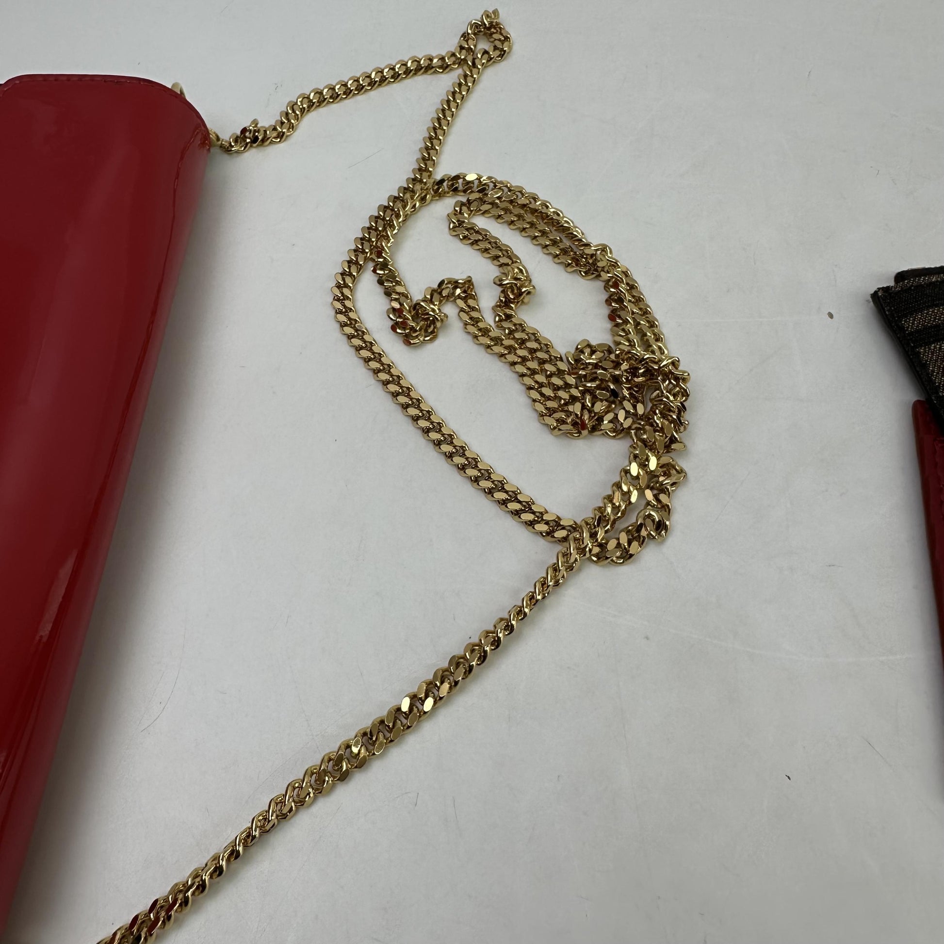 Fendi Wallet on Chain Patent Leather, Red, Patent Leather, Wallet