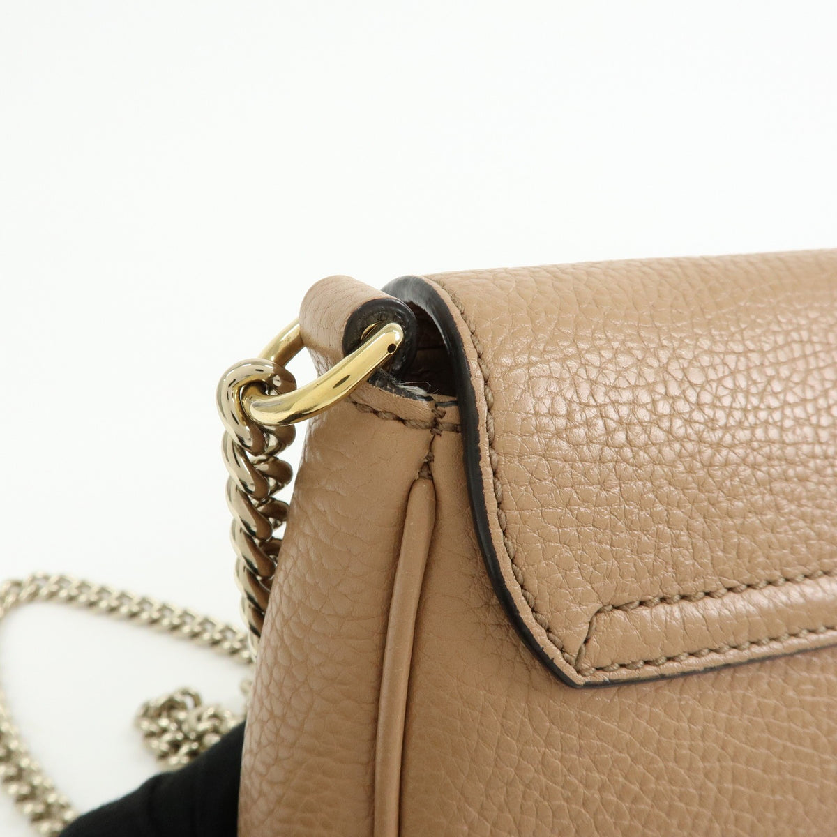 Gucci Soho Chain Leather, Beige, Leather, Crossbody Bag