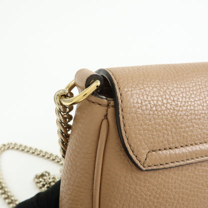 Gucci Soho Chain Leather, Beige, Leather, Crossbody Bag