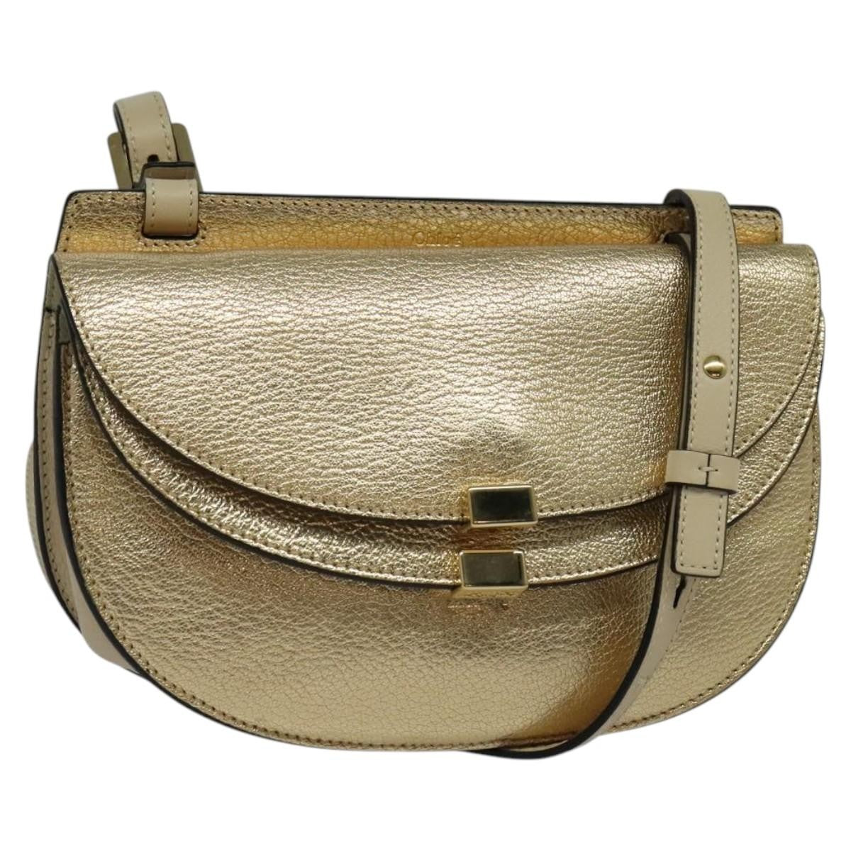 Chloe Georgia Leather, Gold, Leather, Shoulder Bag