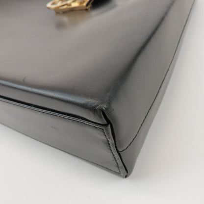 Salvatore Ferragamo Trifolio Leather, Black, Leather, Shoulder Bag
