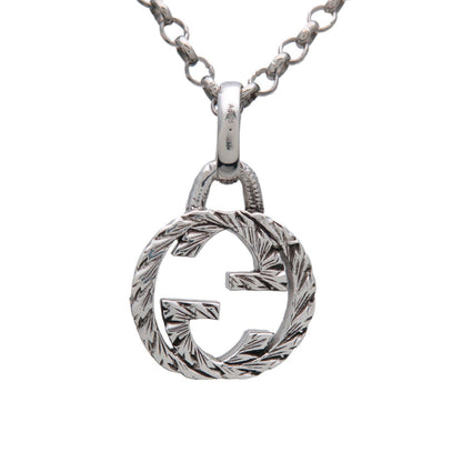 Gucci Engraved Interlocking G Chain Link Pendant Sterling Silver, Silver, Silver, Necklace