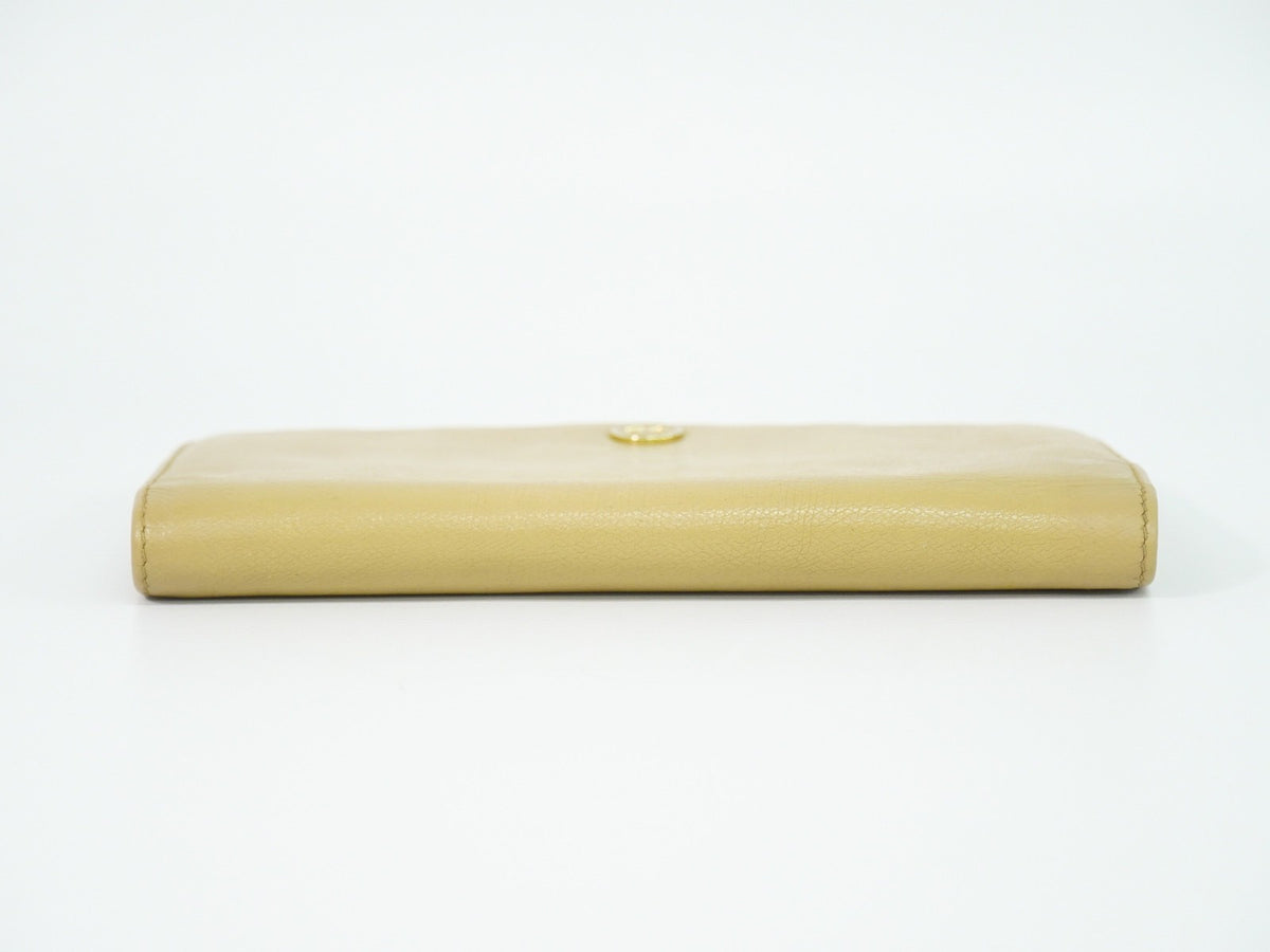 Chanel CC bifold wallet leather, Beige, Leather, Wallet