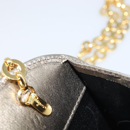 Salvatore Ferragamo Gancini Chain Leather, Gold, Leather, Shoulder Bag