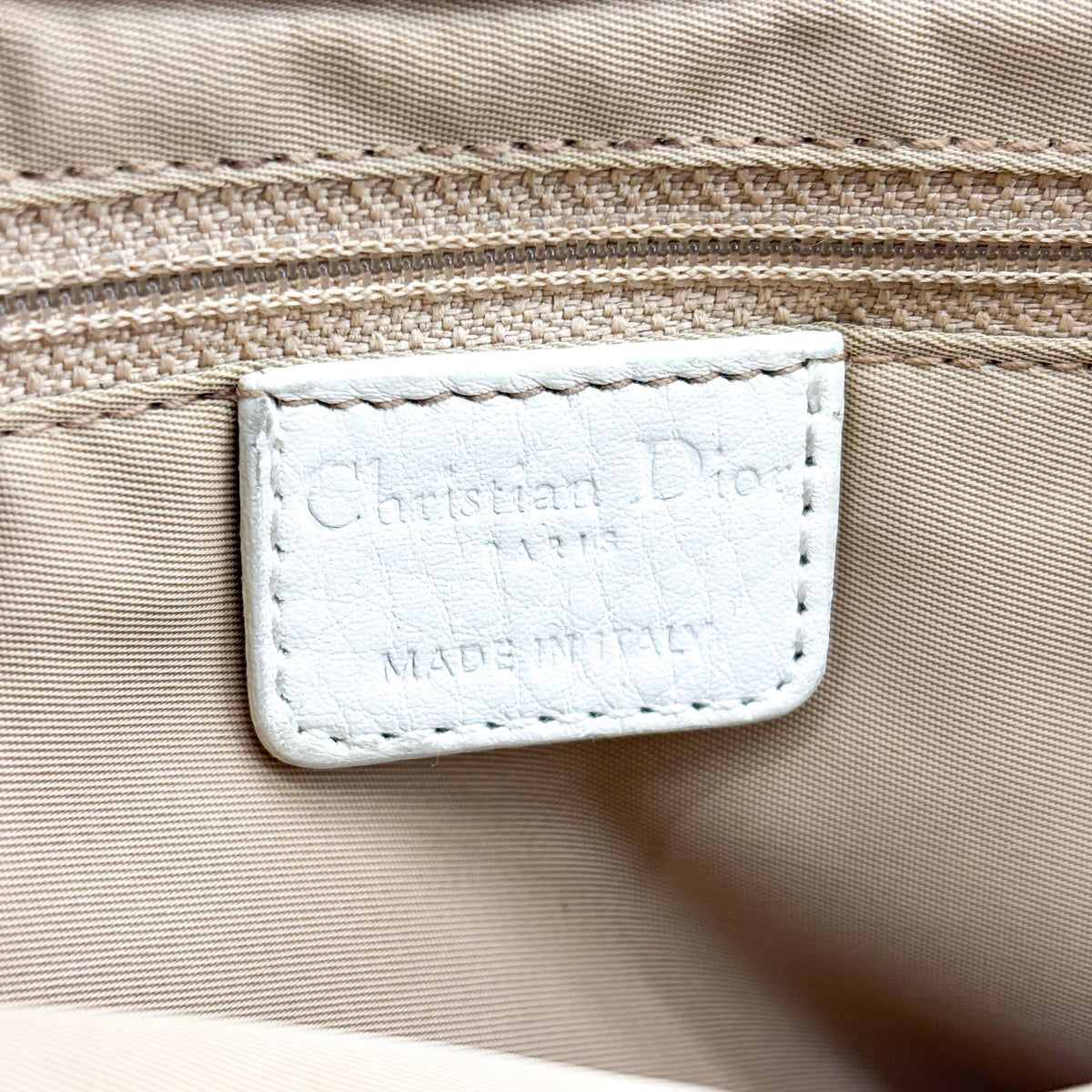 Christian Dior Vintage Trotter Street Chic Pocket Hobo Diorissimo Canvas, White, Canvas, Shoulder Bag