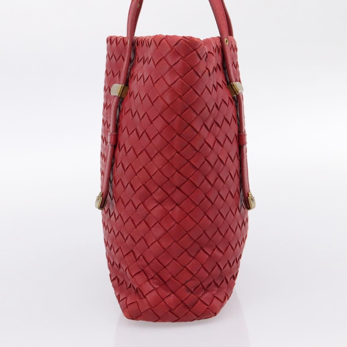 Bottega Veneta Belted Tote Intrecciato Nappa, Red, Leather, Tote Bag