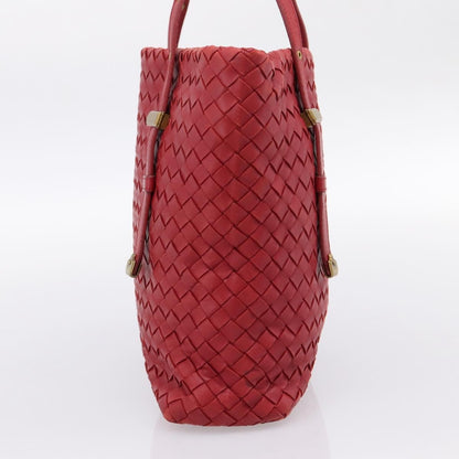 Bottega Veneta Belted Tote Intrecciato Nappa, Red, Leather, Tote Bag