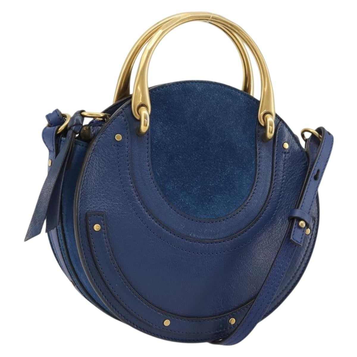 Chloe Pixie Leather and Suede, Blue, Leather, Crossbody Bag