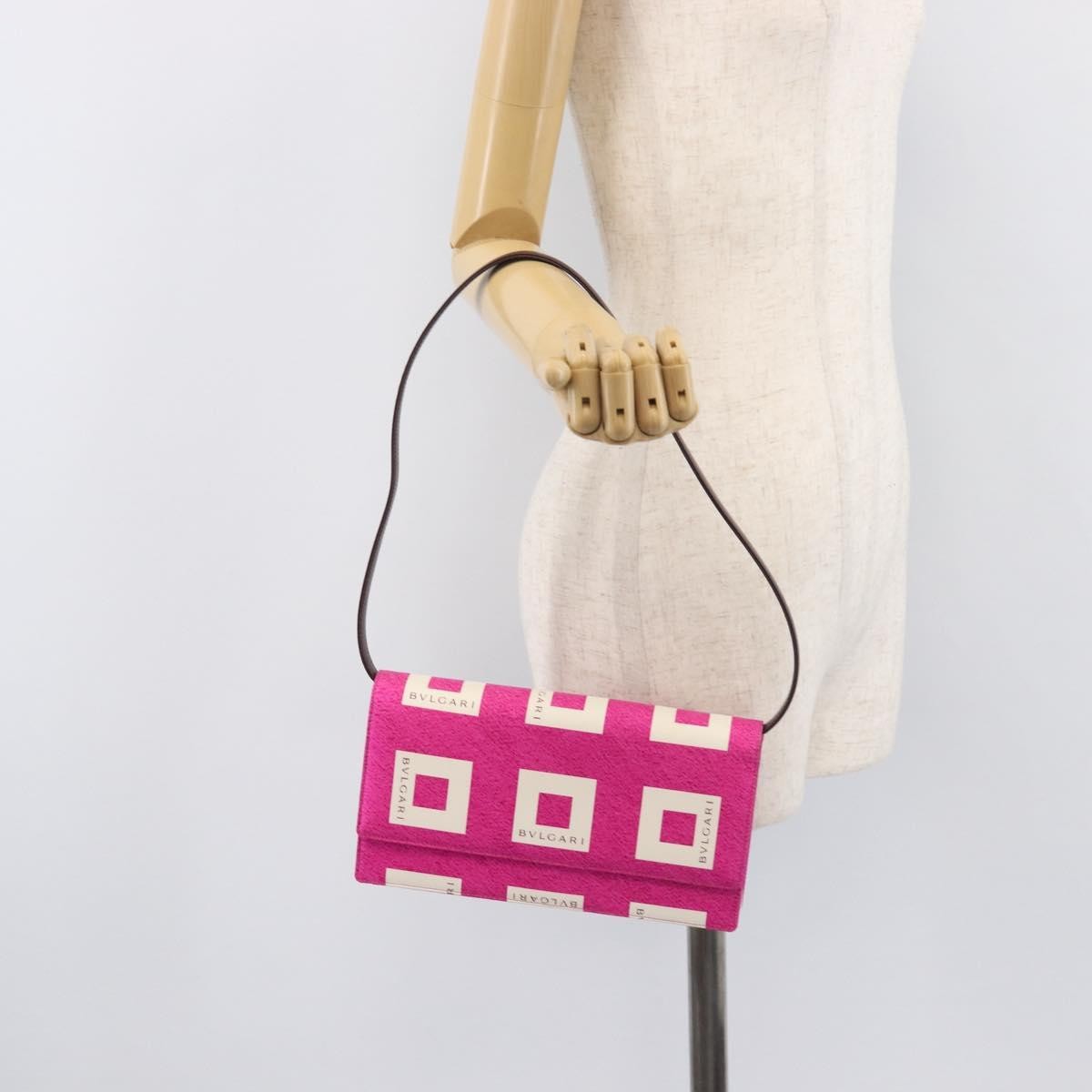 Bvlgari Clutch Canvas and Leather, Pink, Canvas, Clutch