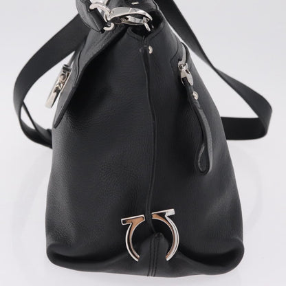 Salvatore Ferragamo Sofia Satchel Grainy Leather, Black, Leather, Handbag
