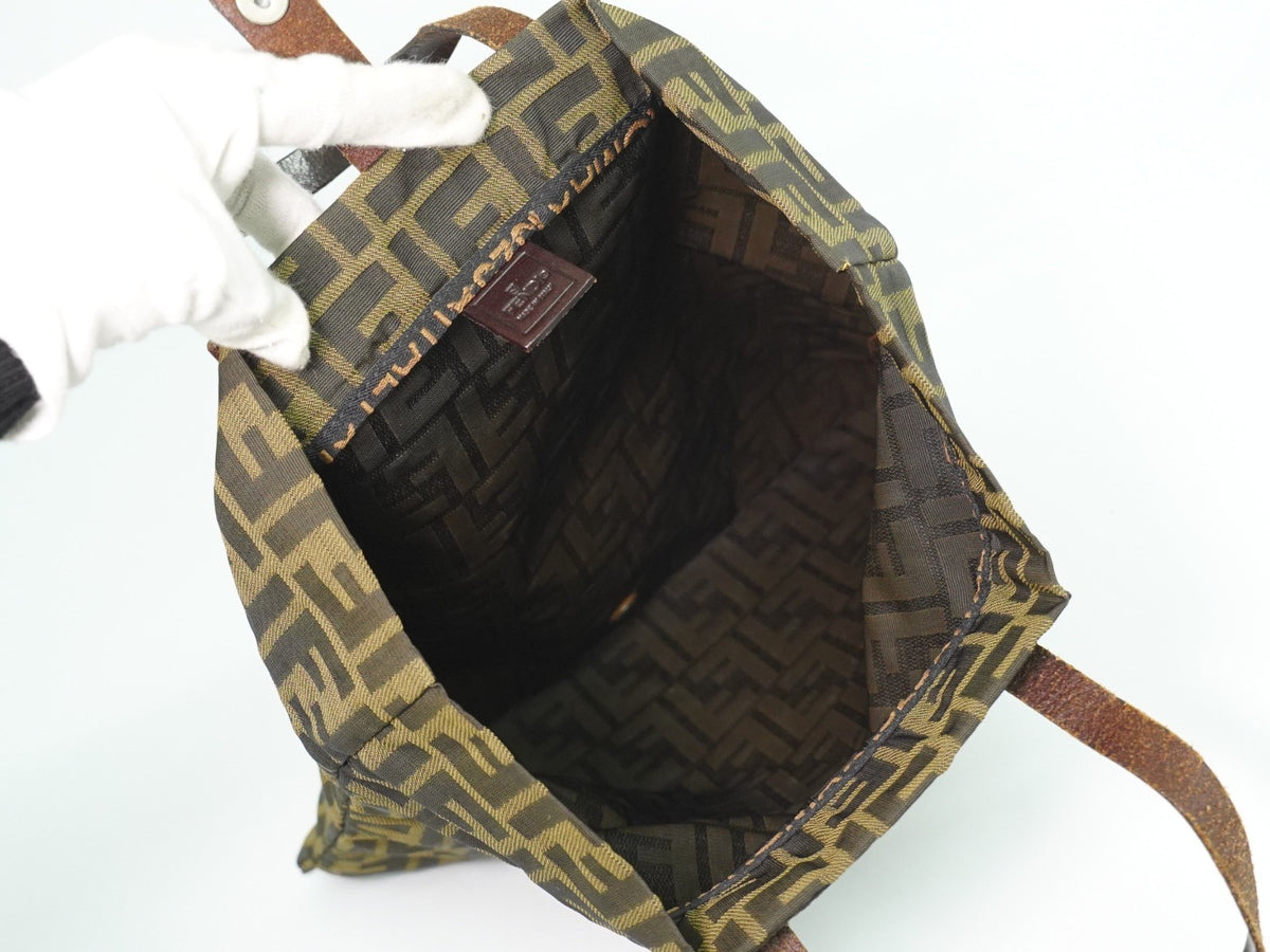 Fendi Convertible Zucca Canvas, Brown, Canvas, Tote Bag