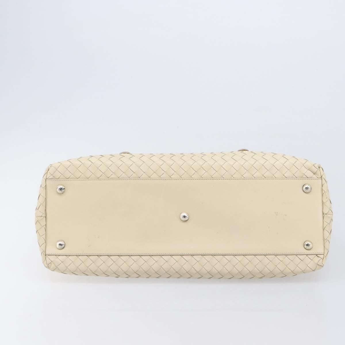 Bottega Veneta Belted Cabas Tote Intrecciato Nappa with Stitched Detail, White, Leather, Tote Bag