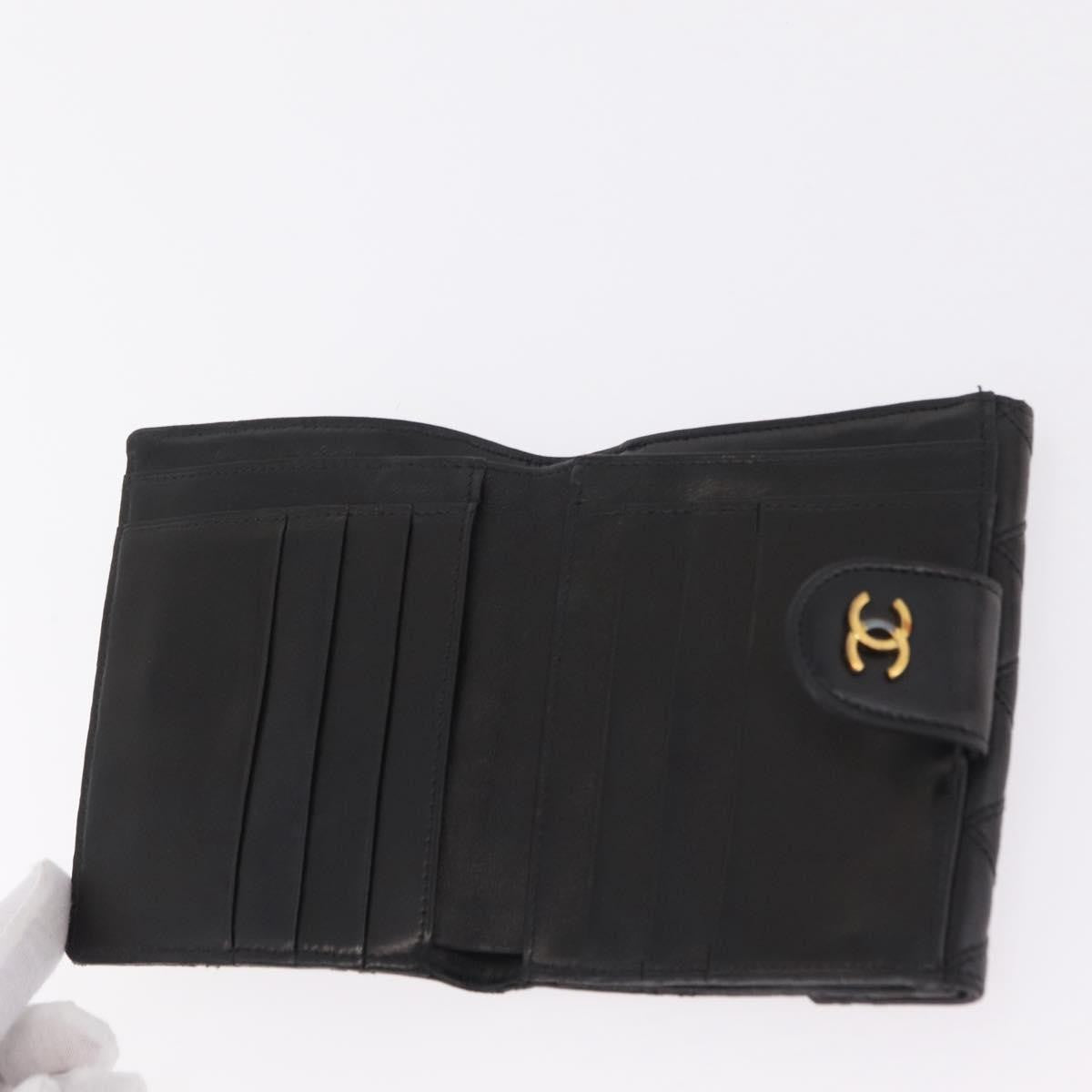 Chanel CC Compact Quilted Caviar, Black, Leather, Wallet