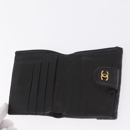 Chanel CC Compact Quilted Caviar, Black, Leather, Wallet