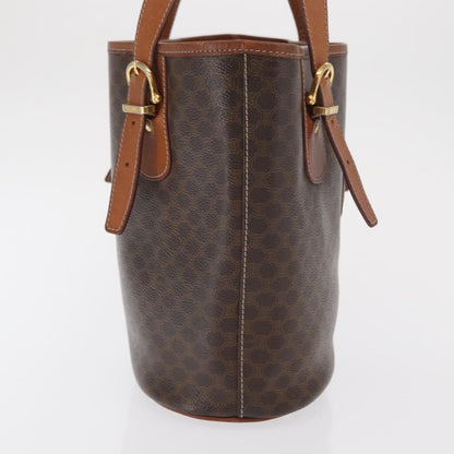 Celine Vintage Macadam Shopper Coated Canvas, Brown, Canvas, Tote Bag