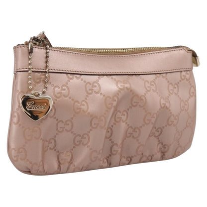 Gucci Heart Wristlet Guccissima Leather, Pink, Leather, Clutch