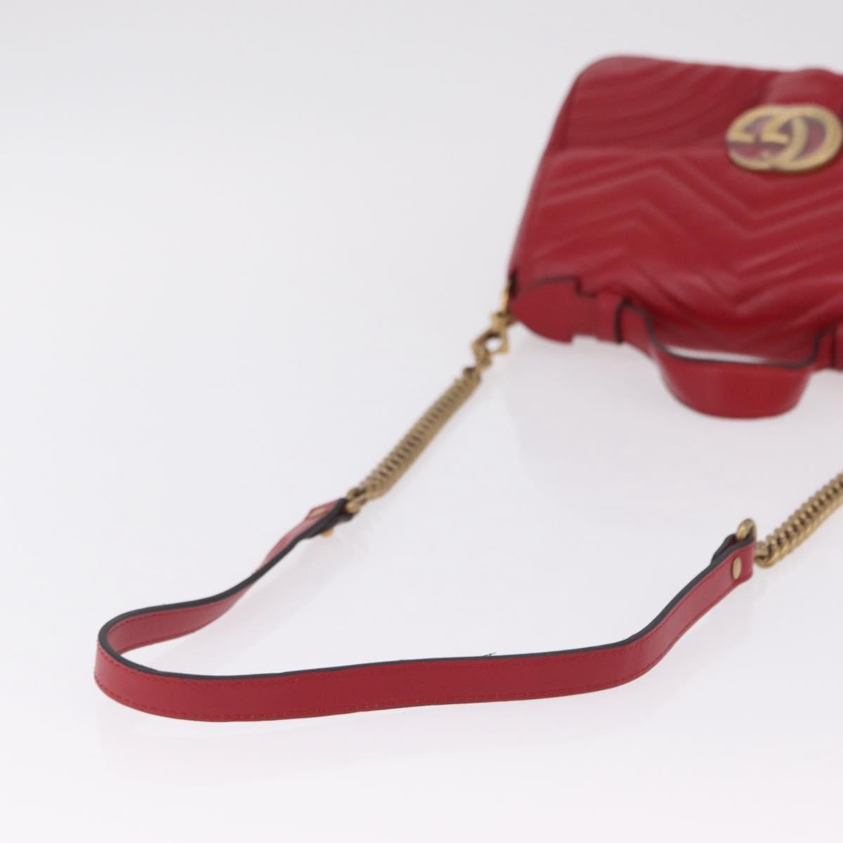 Gucci GG Marmont Top Handle Matelasse Leather, Red, Leather, Handbag