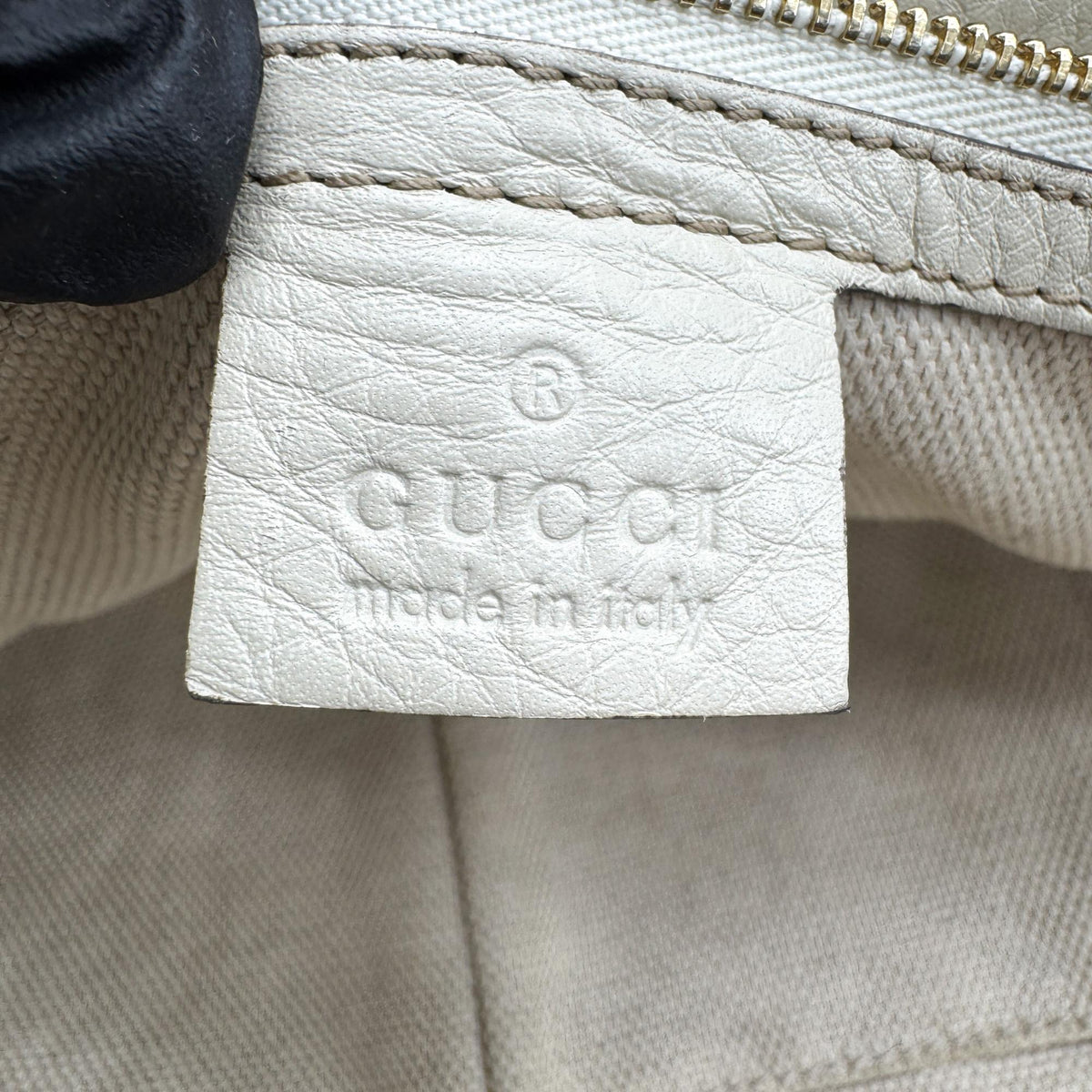 Gucci Soho Zip Leather, Beige, Leather, Tote Bag