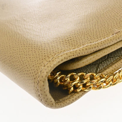 Christian Dior Vintage Chain Flap Leather, Beige, Leather, Shoulder Bag