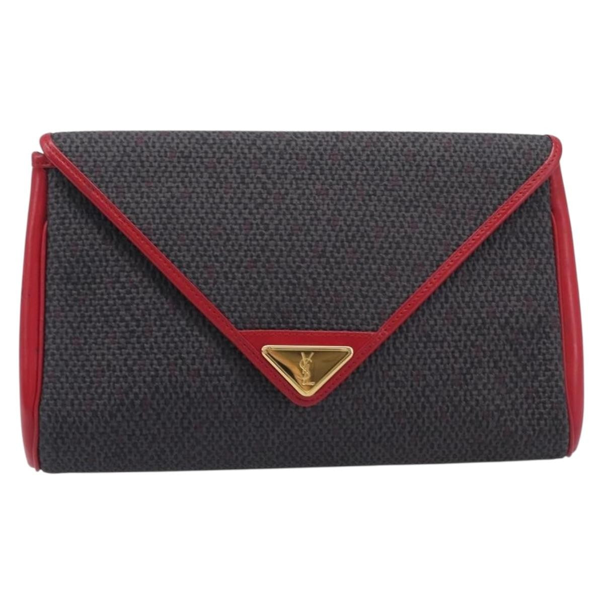 Saint Laurent Vintage Clutch Canvas, Gray, Canvas, Clutch