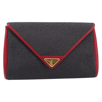 Saint Laurent Vintage Clutch Canvas, Gray, Canvas, Clutch