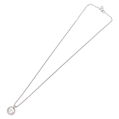 Christian Dior VIntage Circle Pendant Metal, Silver, Metal, Necklace