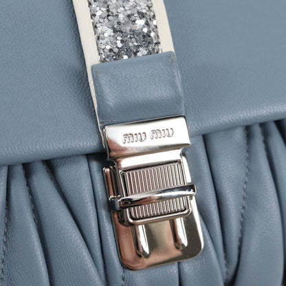 Miu Miu Madras Chain Clutch Matelasse Leather with Glitter, Blue, Leather, Shoulder Bag