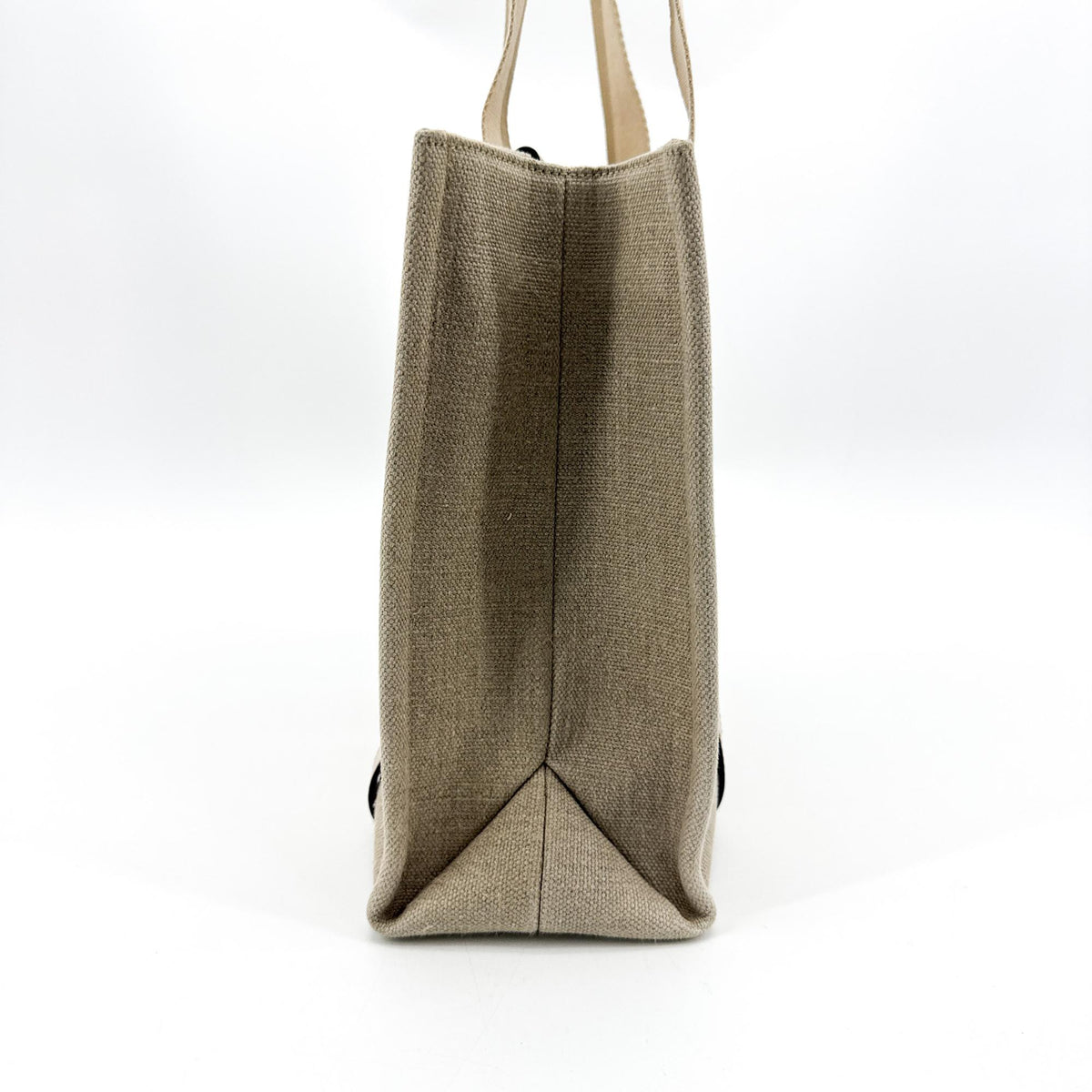 Chloe Woody Canvas with Leather, Beige, Canvas, Tote Bag