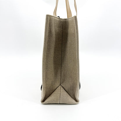 Chloe Woody Canvas with Leather, Beige, Canvas, Tote Bag