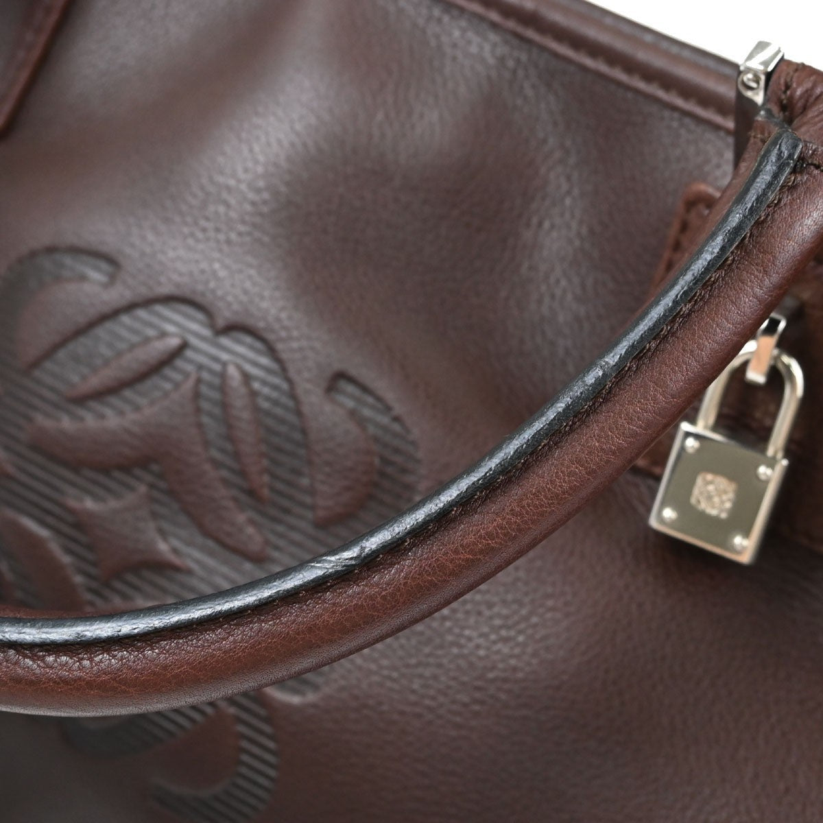 Loewe Fusta Leather, Brown, Leather, Handbag