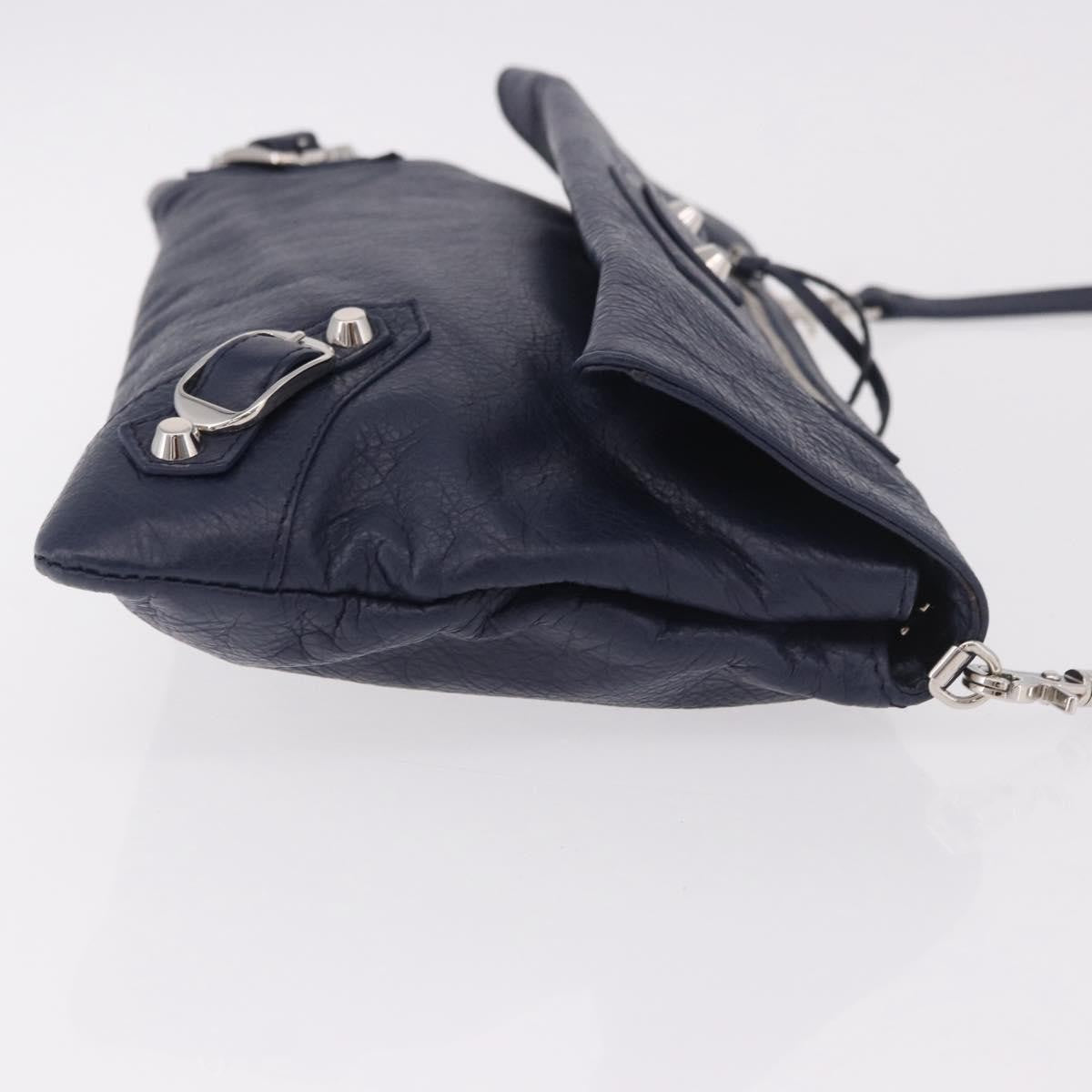 Balenciaga Classic Studs Envelope Strap Clutch Leather, Navy, Leather, Clutch