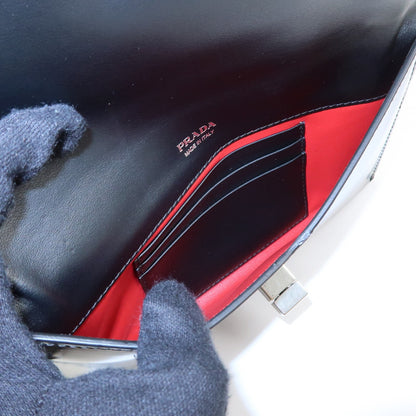 Prada Envelope Logo Clutch Spazzolato Leather, Black, Leather, Clutch