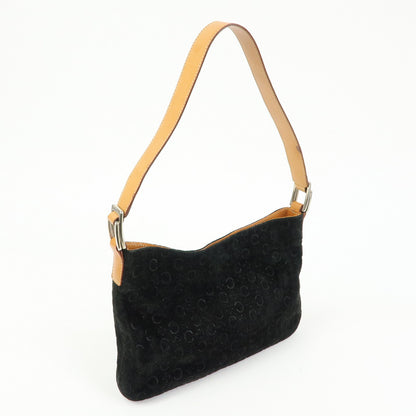 Celine C Macadam Shoulder Suede, Black, Suede, Handbag