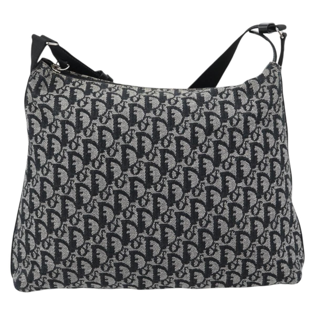 Christian Dior Vintage Trotter Messenger Diorissimo Canvas, Black, Canvas, Shoulder Bag