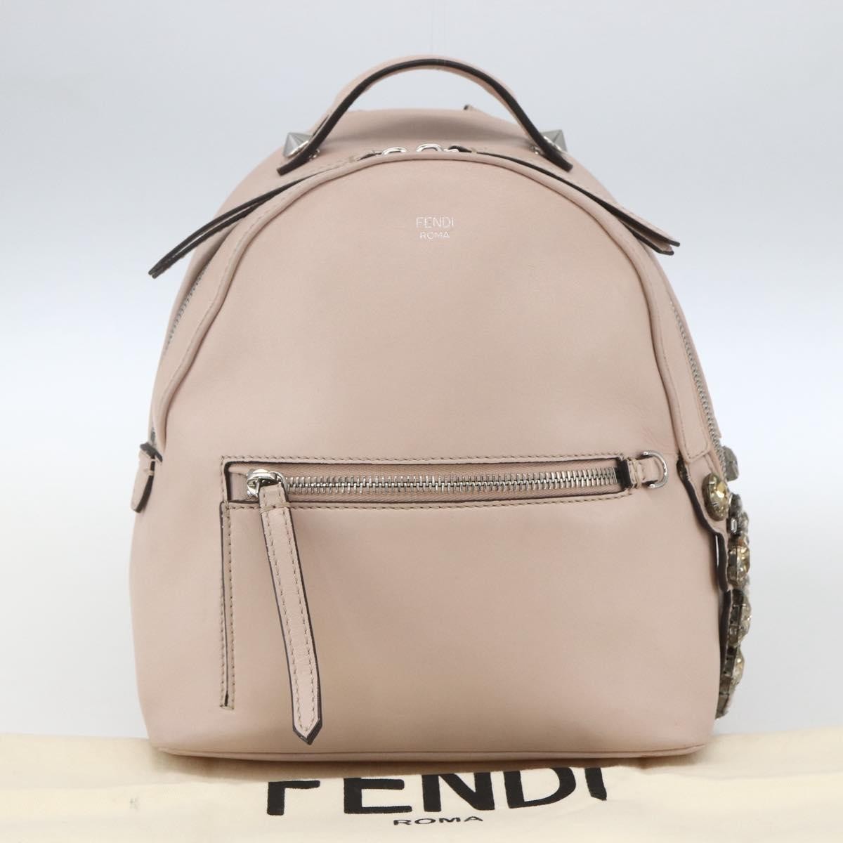 Fendi By The Way Leather, Beige, Leather, Backpack