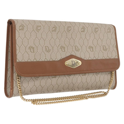 Christian Dior Vintage Honeycomb Canvas, Beige, Canvas, Shoulder Bag