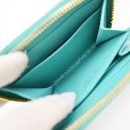Prada Zip Around Saffiano Leather, Blue, Leather, Wallet
