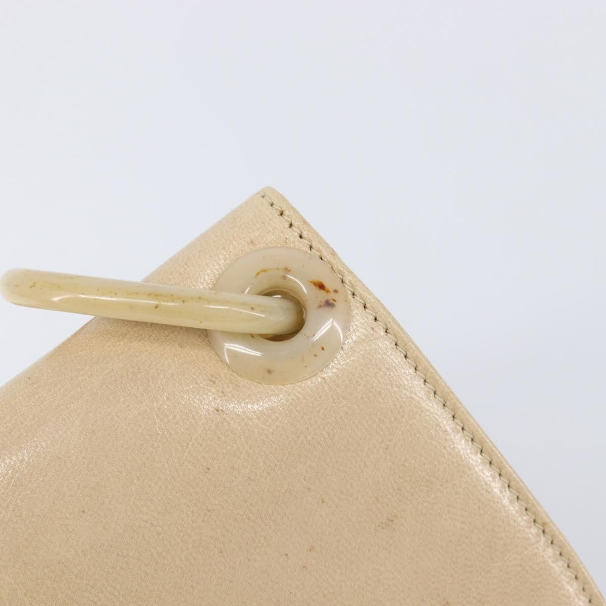 Prada Resin Chain Ruffle Flap Leather, Beige, Leather, Handbag