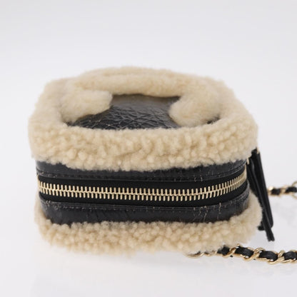 Chanel CC Mania Waist Shearling and Shiny Crumpled Sheepskin, Black, Textile, Handbag